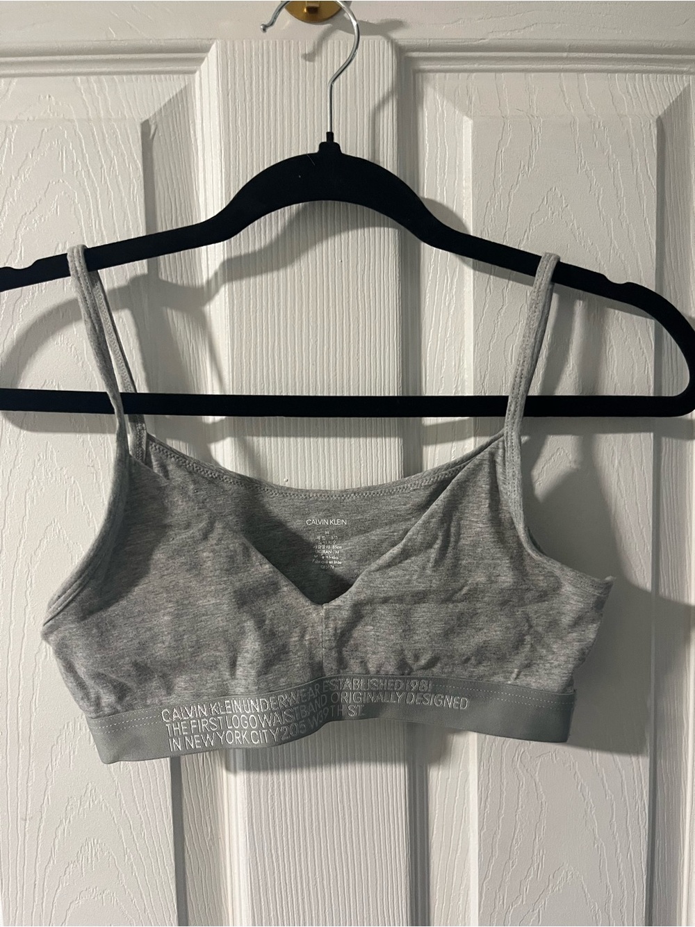 Calvin Klein 1981 Bold V-Neck Bralette Heather Grey Size M